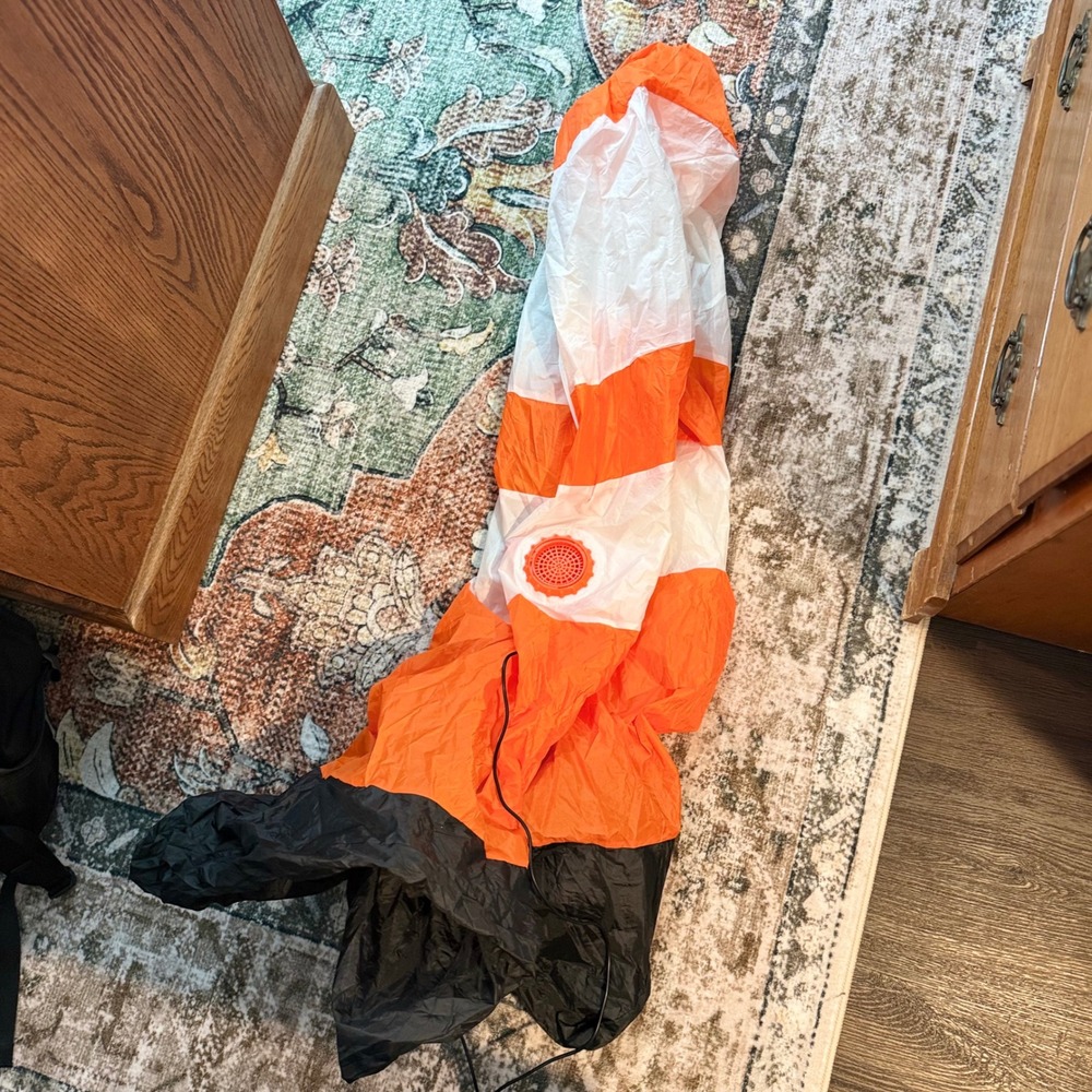 Kids Inflatable Traffic Cone Costume Orange White Blow Up Halloween Suit - Picture 2 of 4